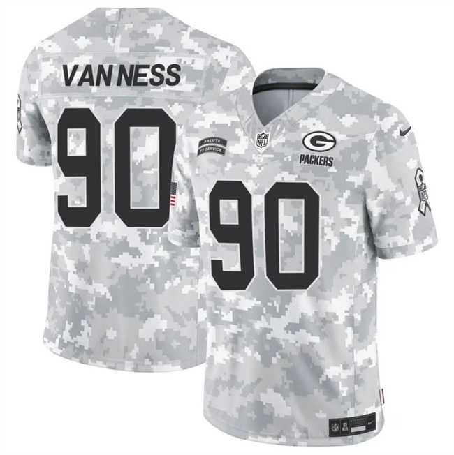 Mens Green Bay Packers #90 Lukas Van Ness 2024 F.U.S.E Arctic Camo Salute To Service Limited Stitched Football Jersey Dzhi